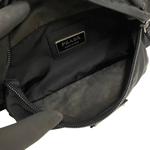 PRADA Triangle Logo Metal Fittings Nylon Body Bag Waist Shoulder Black 01014 - Picture 9 of 9